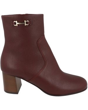 Ferragamo Otello Leather Booties - Purple