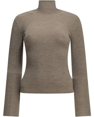 Max Mara Virgin Wool Turtleneck Sweater - Brown