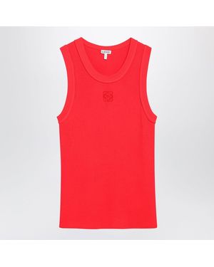 Loewe Anagram Ribbed Stretch Viscose Tank Top - Red