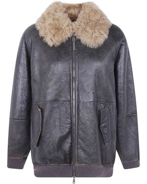 Brunello Cucinelli Shearling Fur Jacket - Gray