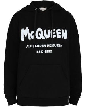 McQueen Graffiti Logo Hoodie - Black