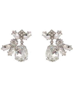 Self-Portrait Multi Crystal Cluster Earrings - Metallic