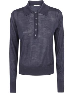 Nuur Long Sleeves Polo Neck Sweater - Blue
