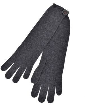 Brunello Cucinelli Cashmere Gloves With Bead Accent - Gray