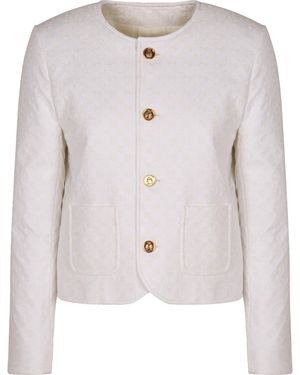 Celine Chelsea Button-Front Cotton Jacket - White