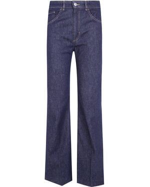 Seventy Cashmere Blend Wide Leg Denim - Blue