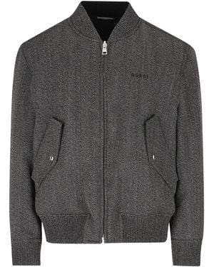 Gucci Herringbone Zip-Up Jacket - Gray