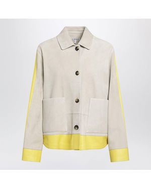 Loewe Light Suede Jacket With Contrasting Inserts - Natural