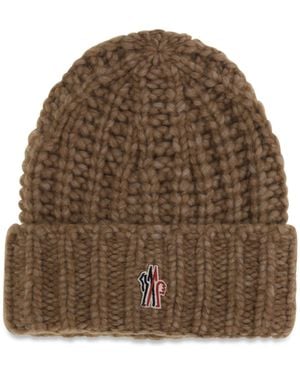 Moncler Alpaca-Blend Ribbed Beanie - Brown