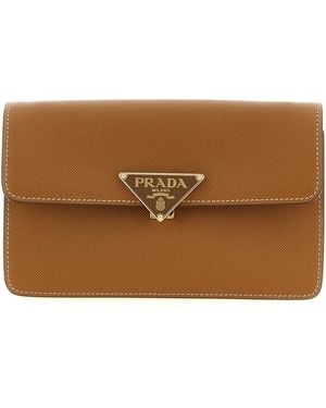 Prada Saffiano Mini Crossbody Bag - Brown