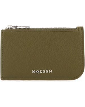 McQueen Army Leather Card Holder - Green
