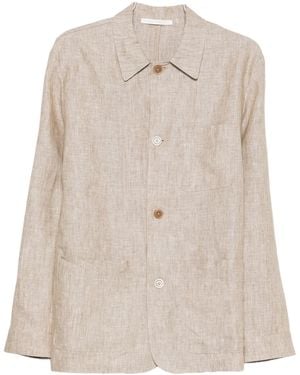 120% Lino Linen Jacket With Button Closure For - Natural