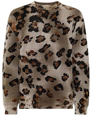 Laneus Sweater Leopard Print - Brown