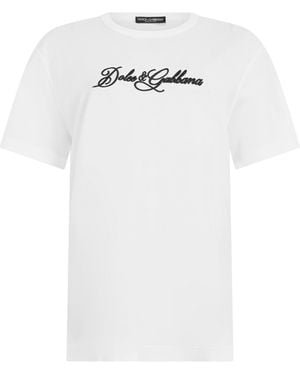 Dolce & Gabbana Cotton T-Shirt With Logo - White