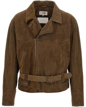 MM6 by Maison Margiela Biker Jacket Puffer Jackets - Brown