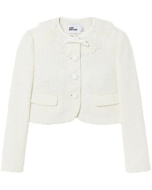 Self-Portrait Boucle Lace Collar Jacket - White