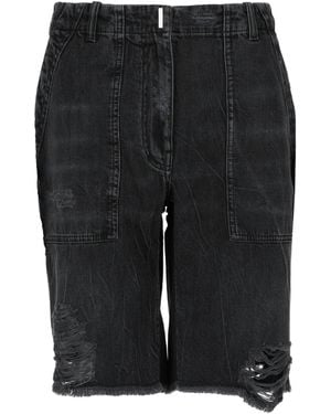 Givenchy Distressed Denim Cargo Shorts - Black