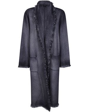 Avant Toi Hand Painted Herringbone Coat - Blue