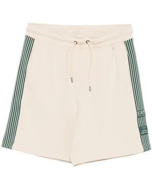 EA7 Emporio Armani Striped-Trim Logo-Patch Shorts - Natural