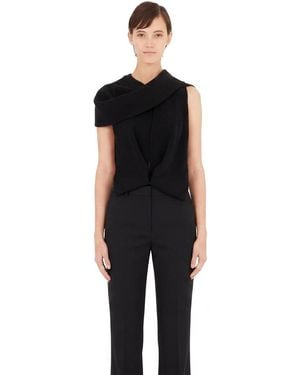 Ferragamo Draped Hooded Sleeveless Top - Black