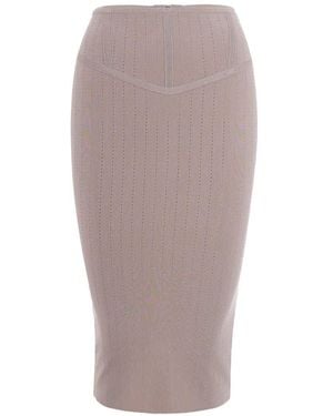 Patrizia Pepe Pointelle-Knit Pencil Skirt - Gray