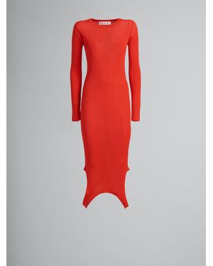 Marni Ribbed Long Sweater Dress - Red