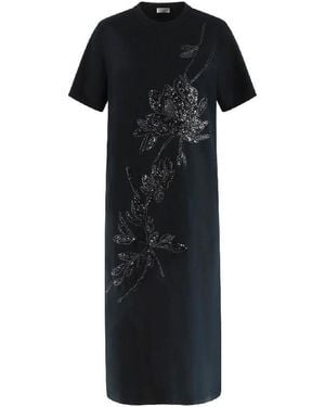 Brunello Cucinelli Embroidered Straight Dress - Black