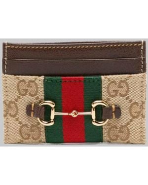 Gucci Web Horsebit Card Holder - Gray