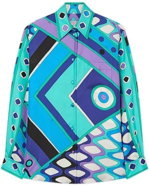 PUCCI Vivara Print Silk Shirt - Blue