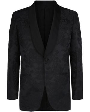 Brioni Floral Jacquard Tuxedo Jacket - Black