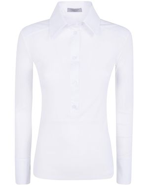 D.exterior Tulle Popeline Polo Shirt - White
