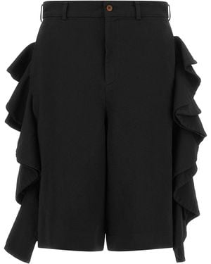 Comme des Garçons Sculptural Ruffle Bermuda Shorts - Black