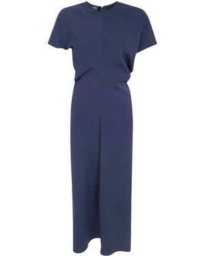 DR. HOPE Bias Cut Crew Neck Dress - Blue