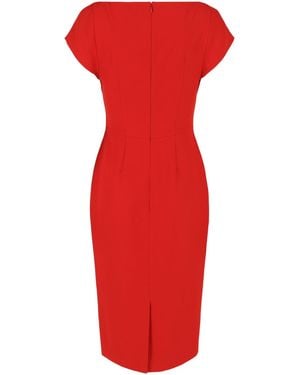 McQueen Twist-Detail Crepe Midi Dress - Red