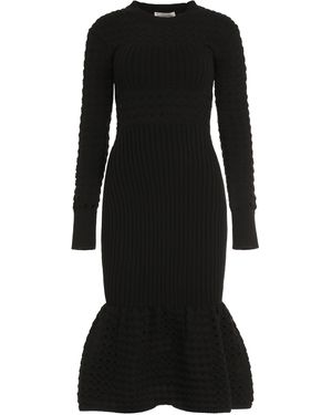 McQ Ribbed Knit Midi Dress - Black