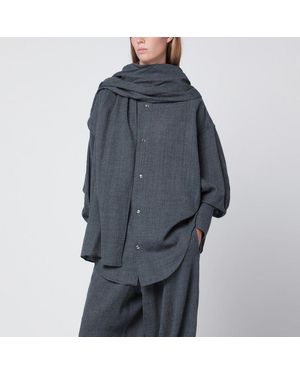 DARKPARK Georgia Shirt With Removable Wool Scarf - Blue