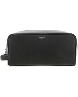 Saint Laurent Leather Beauty Case - Black