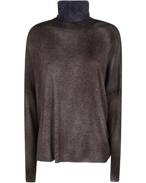 Avant Toi Hand Painted Ultralight Cashmere Wool High Neck Pullover - Brown