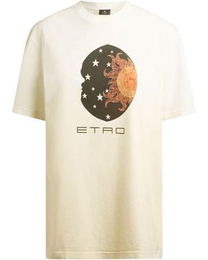 Etro Logo Multicolor Cotton T-Shirt - Natural