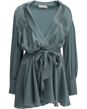 Zimmermann Short Wrap Dress - Blue
