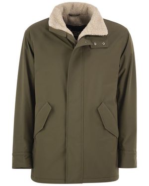 Herno Soft Shell Coat With Shearling-Effect Lining - Green
