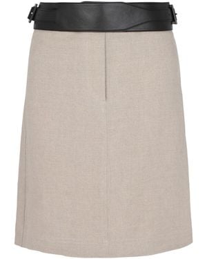 Ferragamo Skirt With Removable Leather Belt - Natural