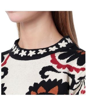 FARM Rio Wool Floral Pattern Sweater - Black
