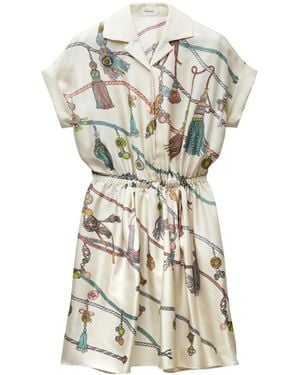 Versace Printed Silk Twill Mini Dress - White