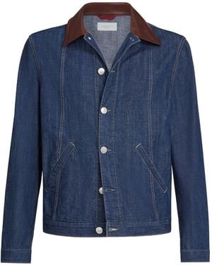 Brunello Cucinelli Vintage Denim Bomber Jacket - Blue