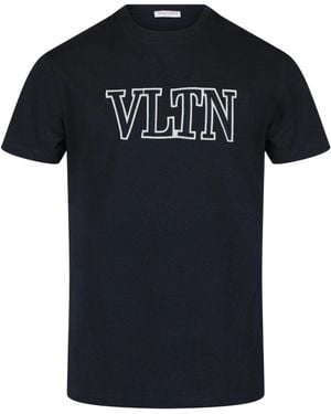 Valentino Vltn Outline Logo-Embroidered T-Shirt - Black