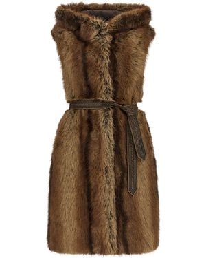 Pinko 'Galearis' Faux Fur Vest - Brown