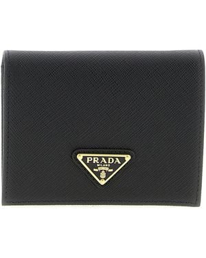 Prada Logo Leather Wallet - Black