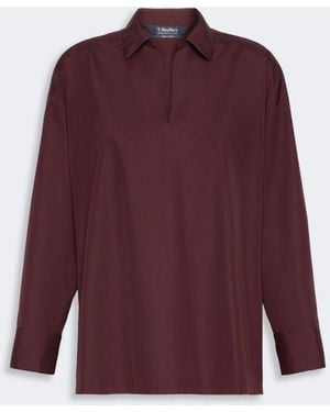 Max Mara Aubergine Poplin Cristel Blouse - Red