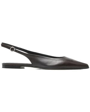 Aeyde Slingback Strap Pointed Toe Flats - Brown